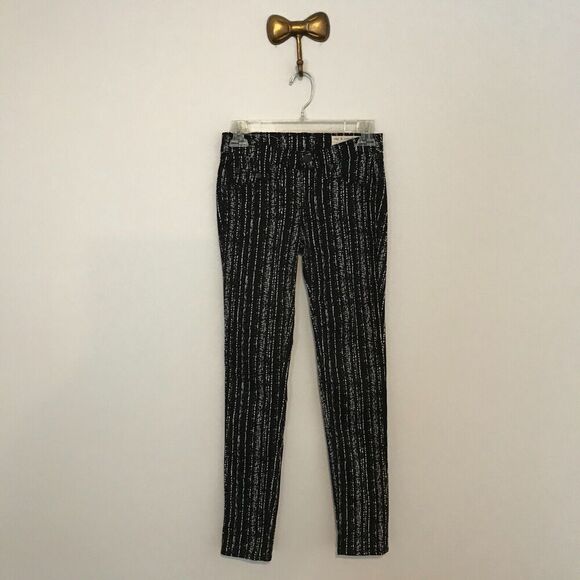 Rag & Bone Jean Black/White Barcode Print Stretch Leggings - Size 24 - NWT - Picture 1 of 12
